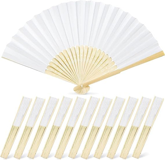 Foldable Bamboo Fans, 12PCS Eastern Style Handheld Fan Japanese Chinese Fan for DIY Decoration Wedding Dancing Party Summer